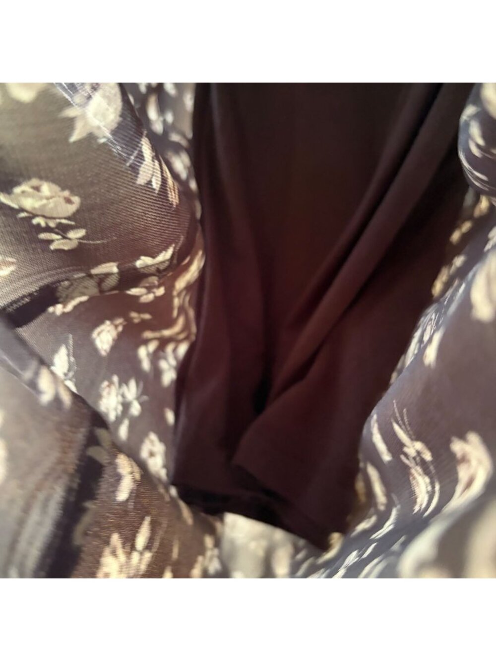Gap Mesh Midi Dress Black Floral Print Long Sleeve Size L - Picture 8 of 12